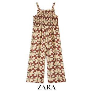 ZARA Kids | Brown | SMOCKED PRINTED JUMPSUIT